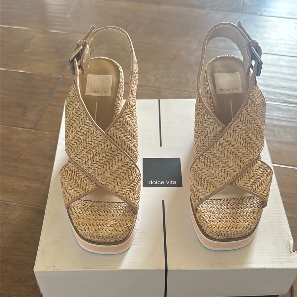 Dolce Vita Women's Raffia Platform Wedge Sandals
